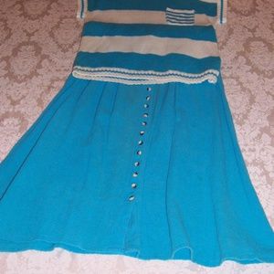 GAUZE MID-LENGTH SKIRT WITH MATCHING SWEATER TOP